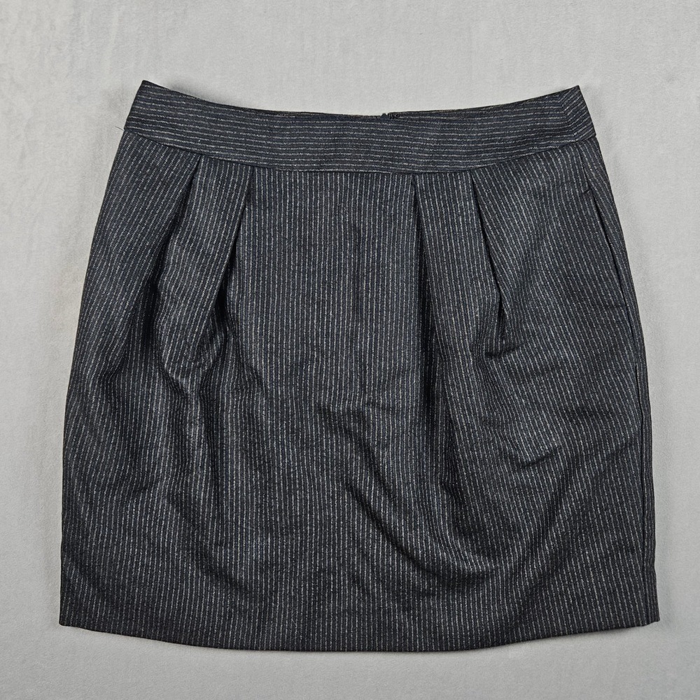 Theory Mini Skirt Womens 2 Navy Blue Pinstripe Virgin Wool Pleated Chablis Zeno